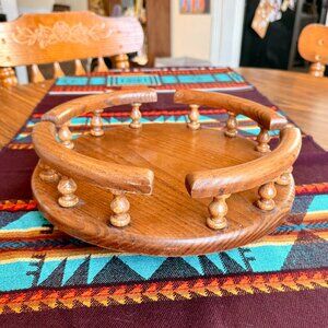 Vintage Amish Oak Handcrafted Solid Wood Lazy Susan Turn Table